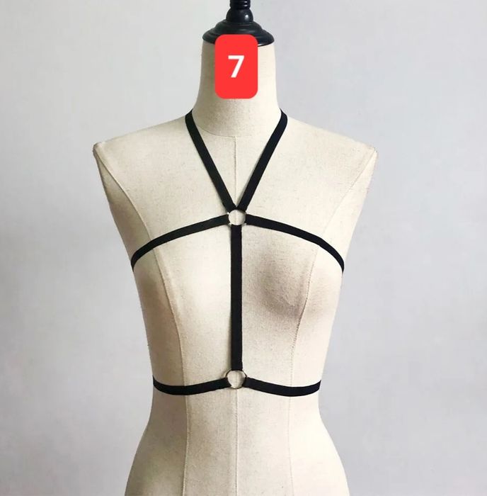 Bretele sutien decolteu decorative negru harness bra straps goth