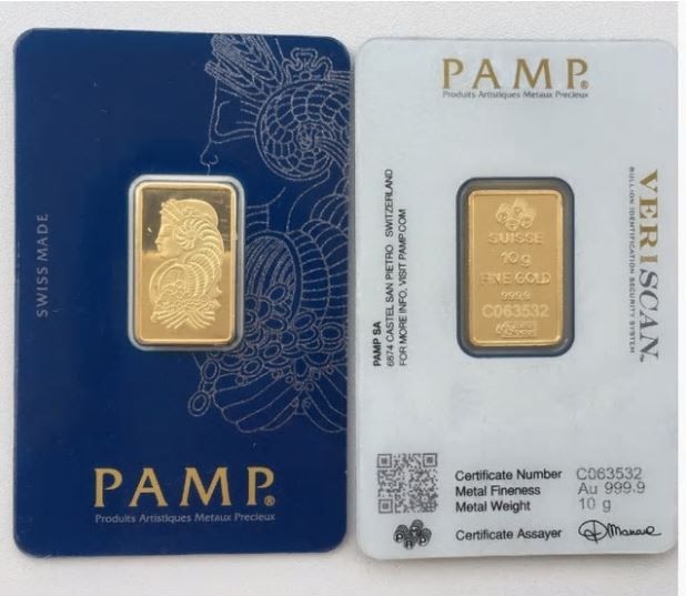 златно кюлче 24к 24 карата злато 999 Pamp Perth Mint