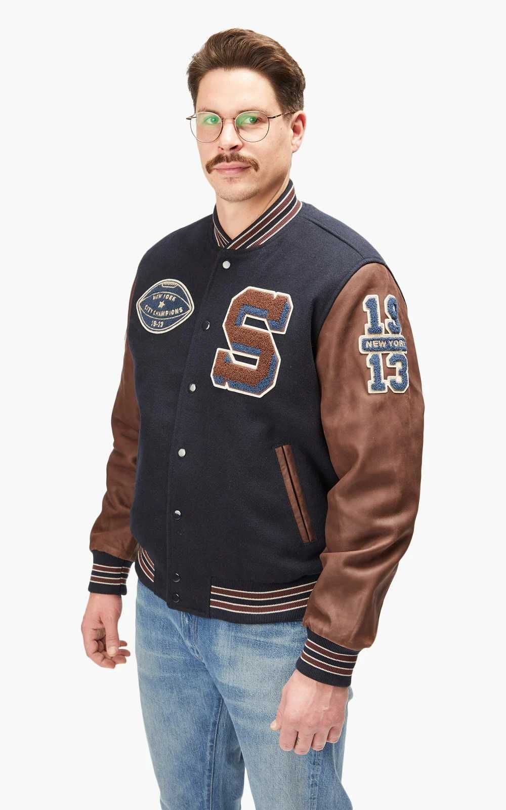 Schott NYC Varsity Jacket Cowhide Leather ОРИГИНАЛНО мъжко яке - XL