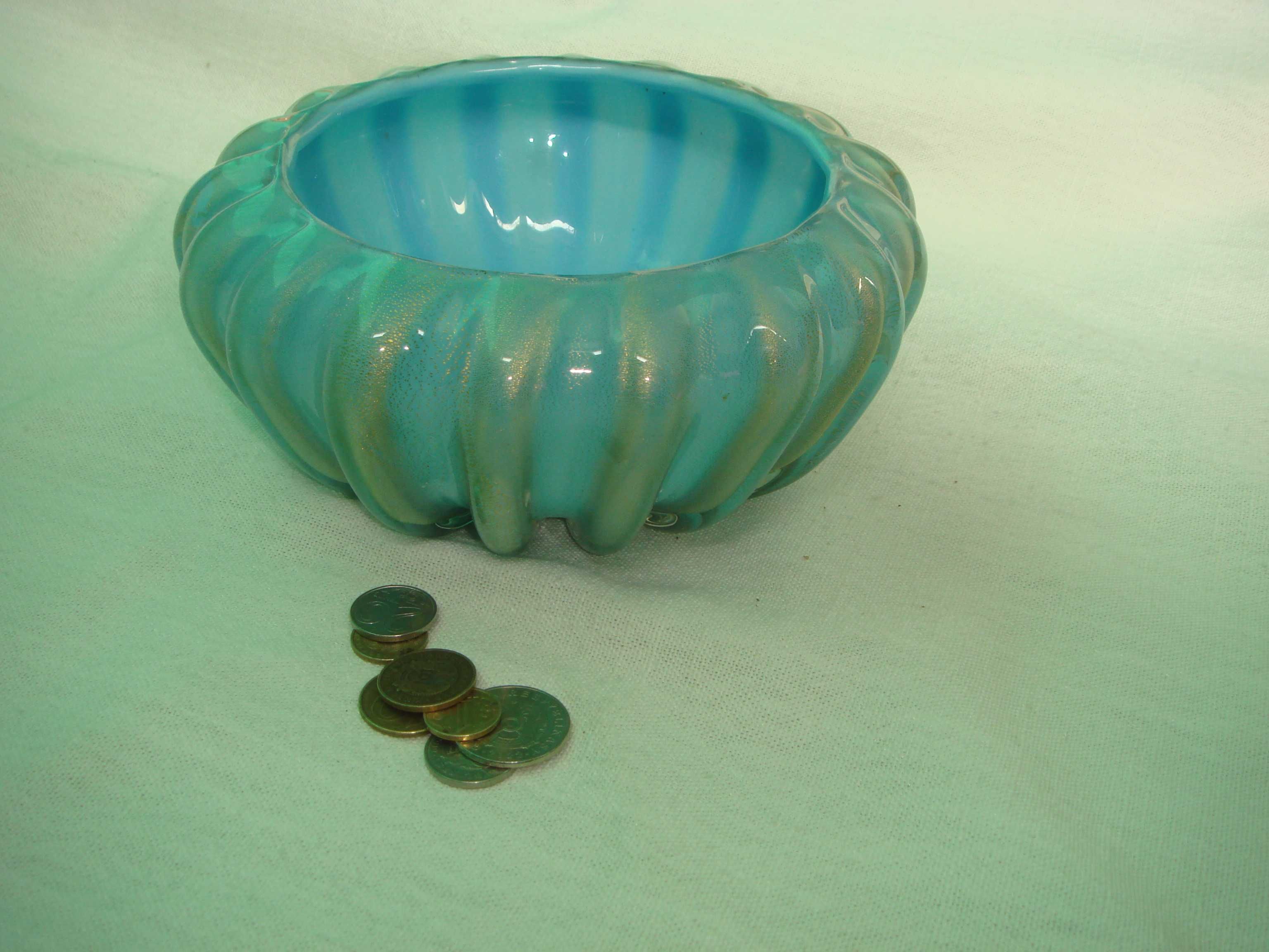 Декоративная ваза конфетница антик Германия 1950-х г. Голубое Золото