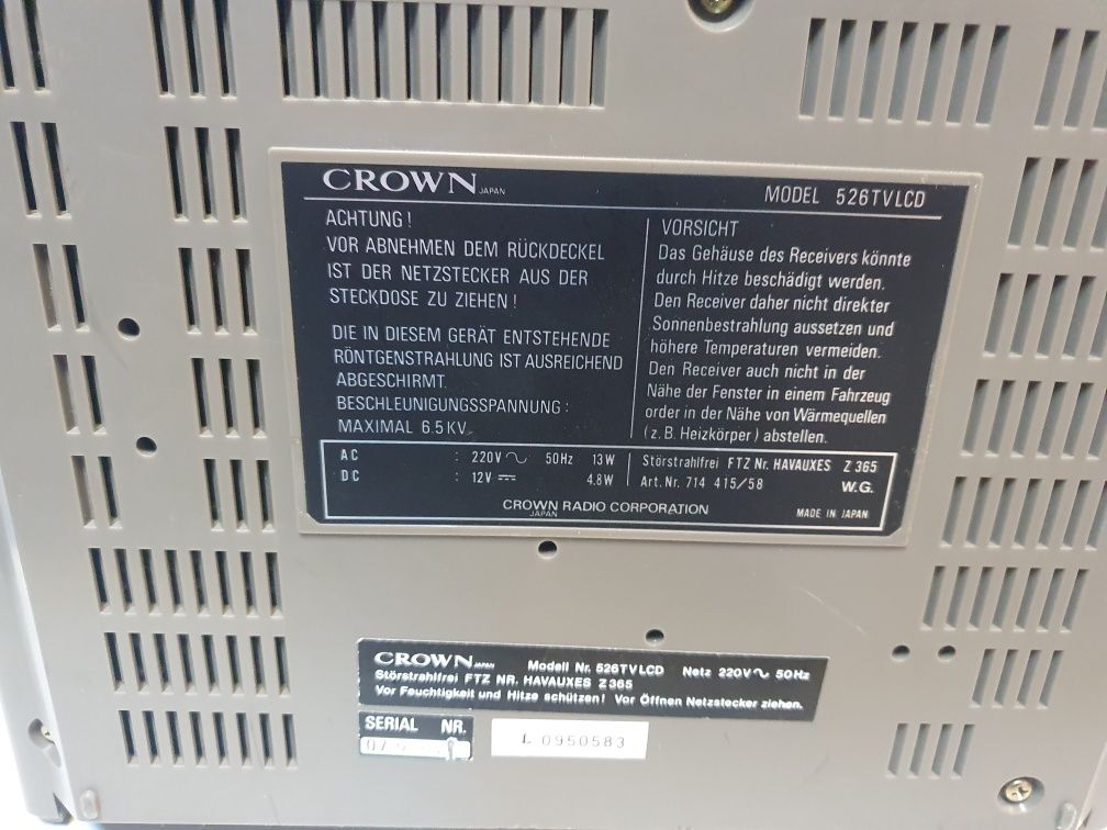 Radio cu TV televizor CROWN Model 536TVLCD Made in Japan in stare buna