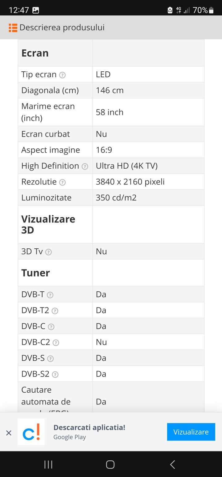 Smart tv philips ambilight 4K 146cm