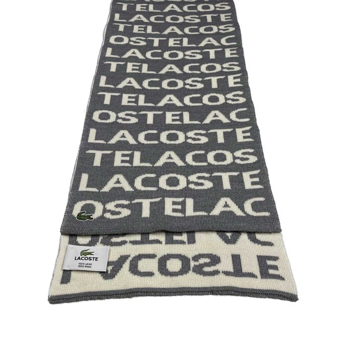 Унисекс шал Lacoste Wool Text Logo Grey Scarf