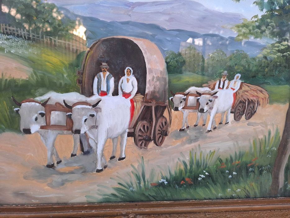 tablou vechi pictura pe lemn 82/62 cm reproducere I Dobosariu