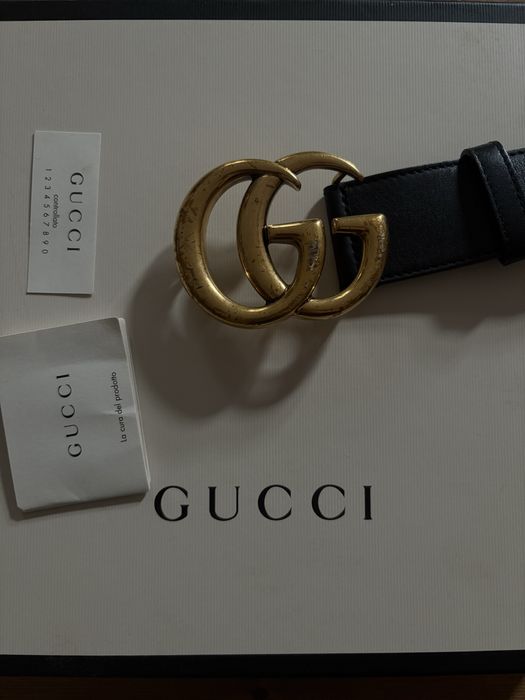 curea Gucci Leather With Double Gold G Distressed Buckle