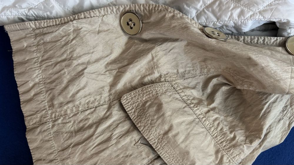 Двулицево дамско яке - бежаво със златист оттенък и бяло, размер L