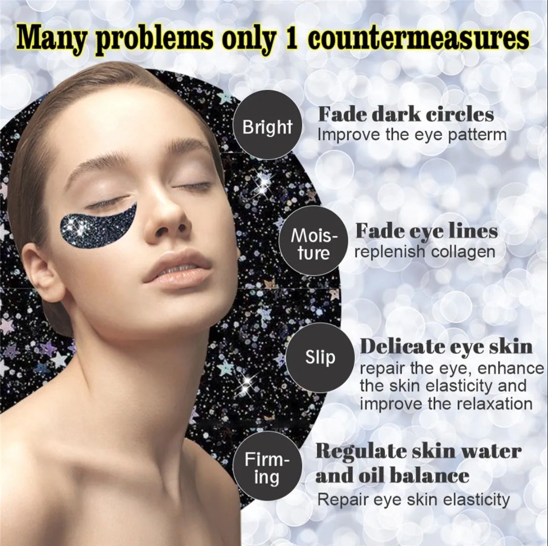 Маска за очи с активен въглен и колаген, 60 броя- Glitter Eye Mask
