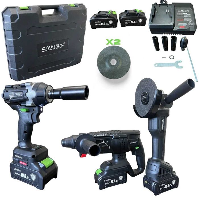 Акумулаторен Комплект Гайковерт/Винтоверт Ъглошлайф и Пефоратор 36V