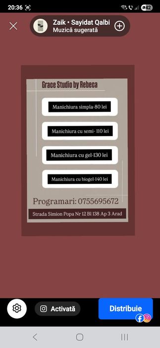 Grace Studio by Rebeca oferă servicii de manichiură în Arad