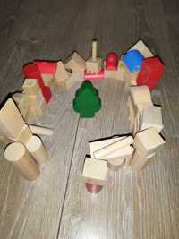 Set construcții cuburi de lemn
