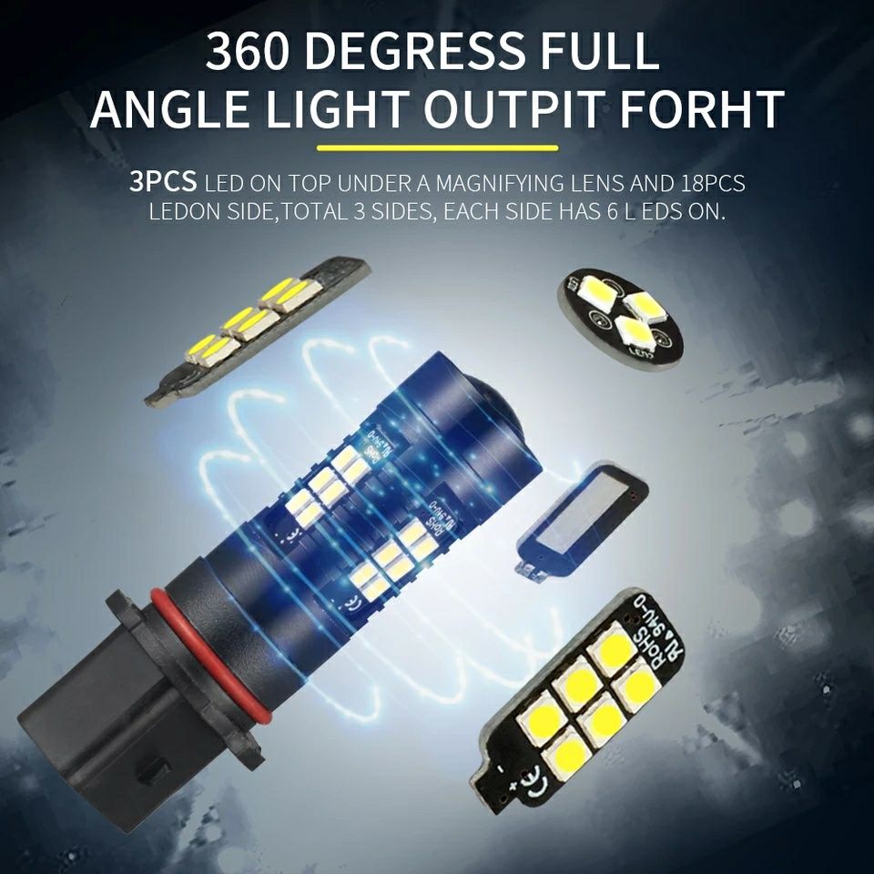 Set Două Becuri Led P13W Cu Lupă Și Can-bus(Lumină Alb-Rece) Led Cree