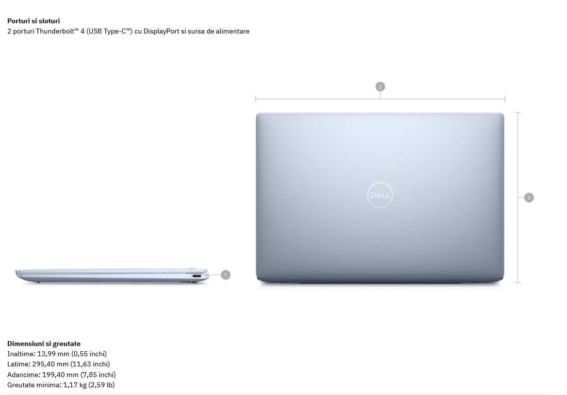 Laptop DELL XPS 13 9315, Intel Core i7-1250U 4.7GHz, 16GB, 512GB