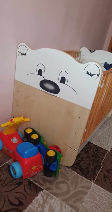 Pătuț clasic+aparatori+saltea+husa+carusel muzical cadou