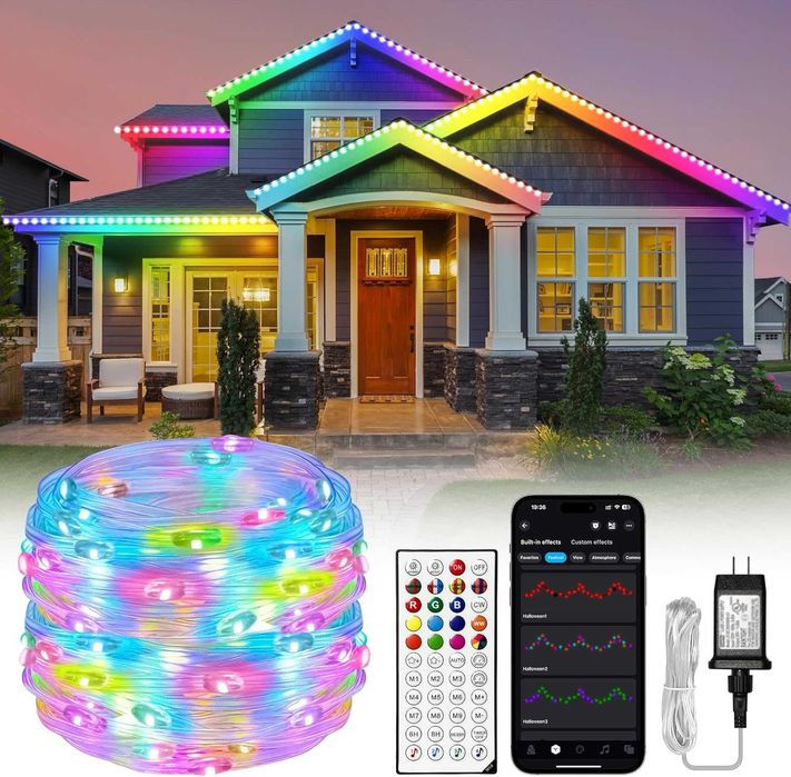 Bandă LED de exterior Lichaser, bandă LED impermeabilă IP68 RGB+IC