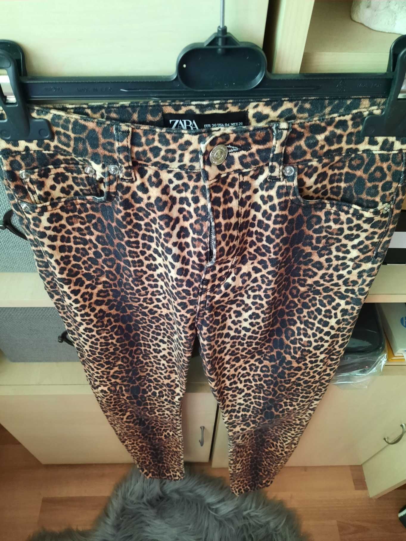 Blugi Skinny Zara Premium Talie Inalta - Animal Print S-36