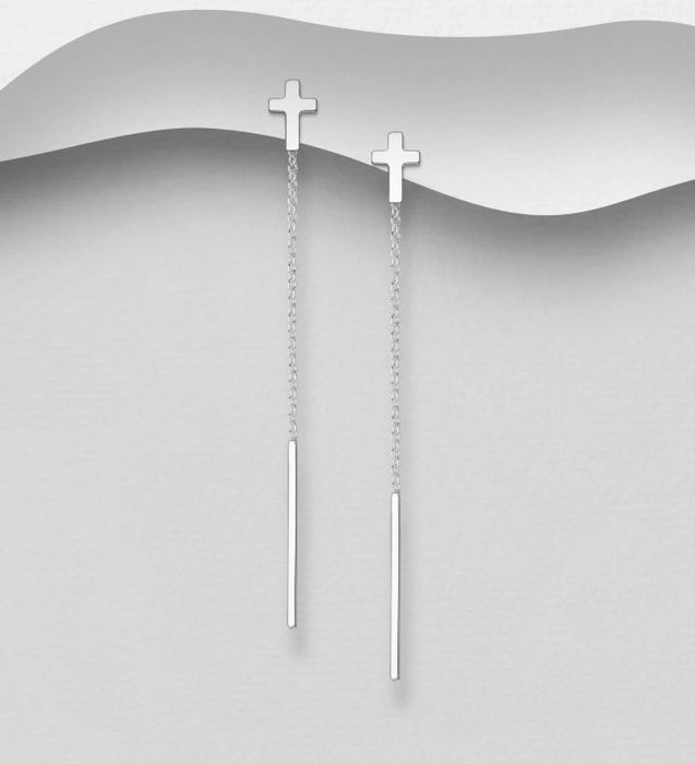 Cercei noi de argint 925 cu cruciuliță 80lei