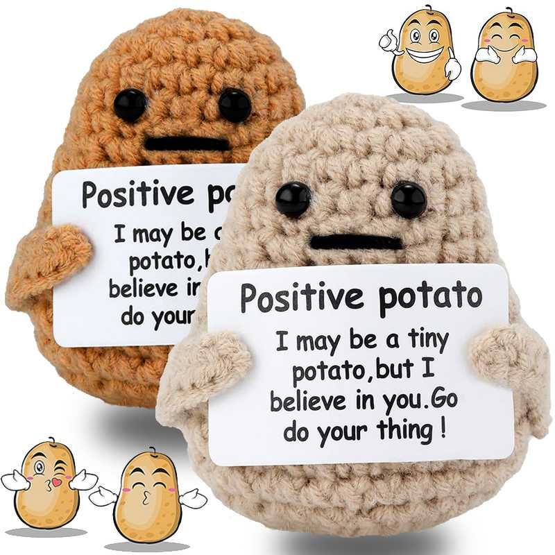 Мини плюшена кукла Potato Hug Pocket - забавна с позитивно послание