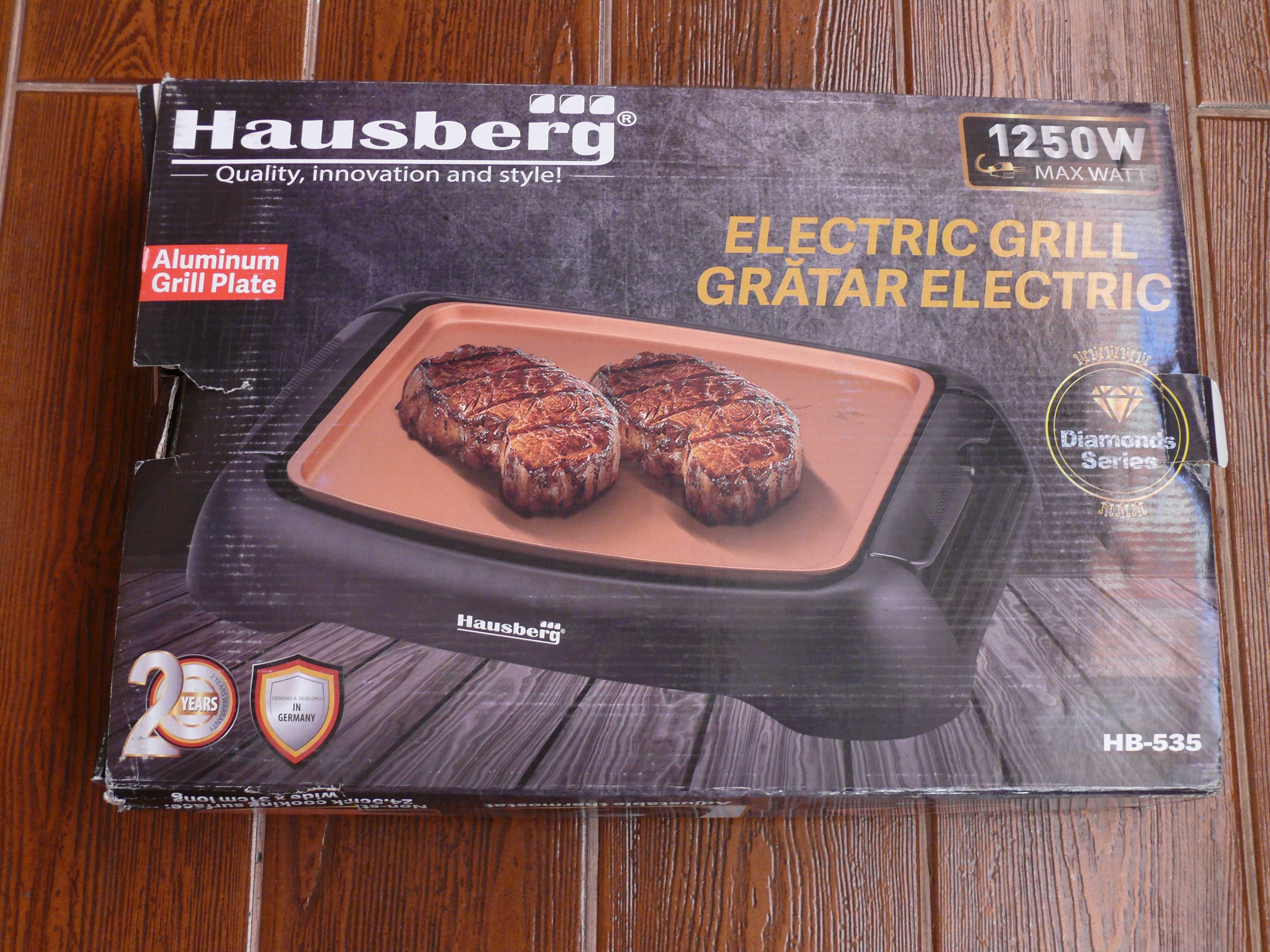 Gril electric HAUSBERG HB 535 cu termostat ajustabil