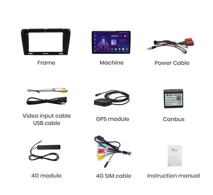 Navigatie Android Mazda 3 Carplay Andorid Auto + Camera Marsarier
