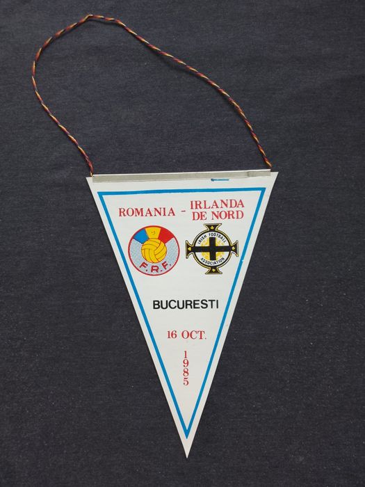 Fanion original Romania - Irlanda de Nord, 1985