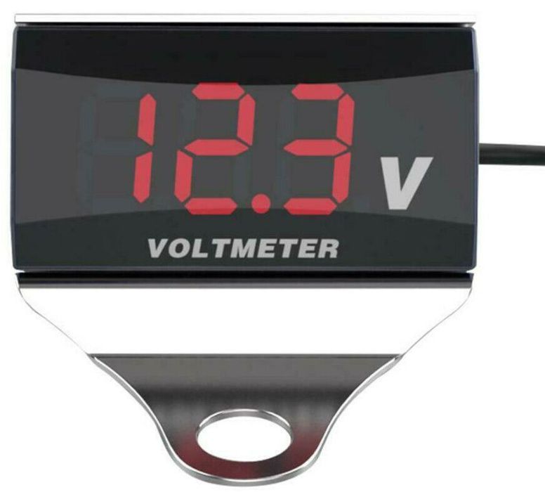 Voltmetru 8V ~ 16V 3 cifre LED ROSU baterie motocicleta cu suport NOU!