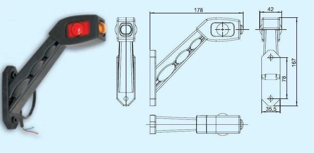 1 бр. ЛЕД LED рогчета , габарити , жълто/бяло/червено 12-24V , Полша