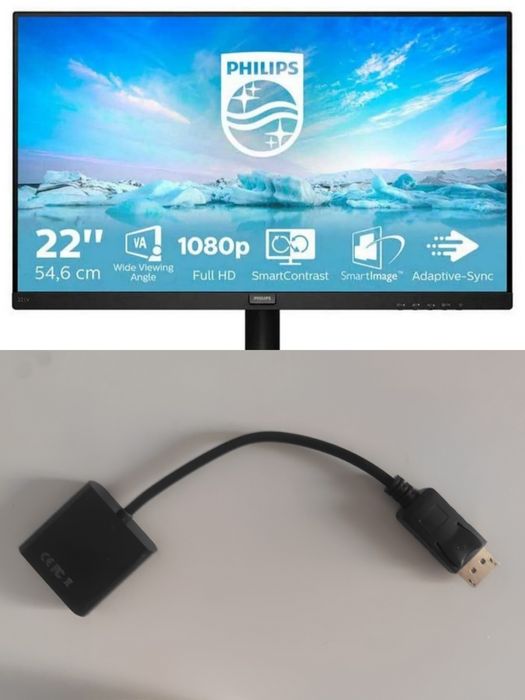 Монитор Philips 22 duym диагональ 22 дюйма HDMI adapter в подарок