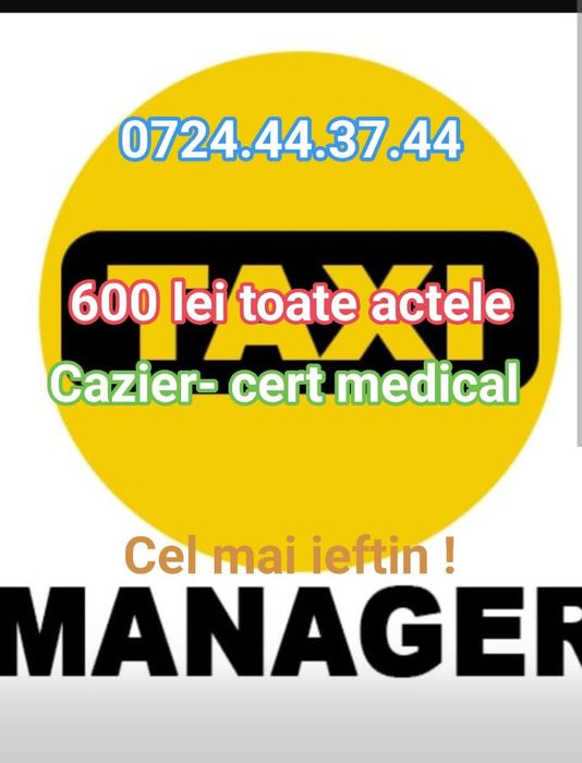 Manager taxi Bolt Uber acte incluse