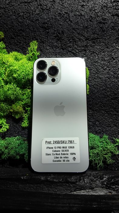 iPhone 13 Pro Max 128gb Silver Neverlocked Bat 100%/Fact+Garantie