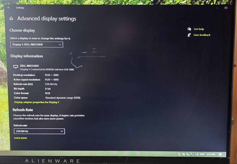 Monitor gaming Alienware 240Hz 25" Full HD
