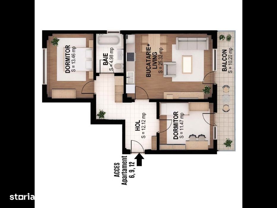 Apartament 3 camere, foarte spatios, centrala, parcare, bloc finalizat