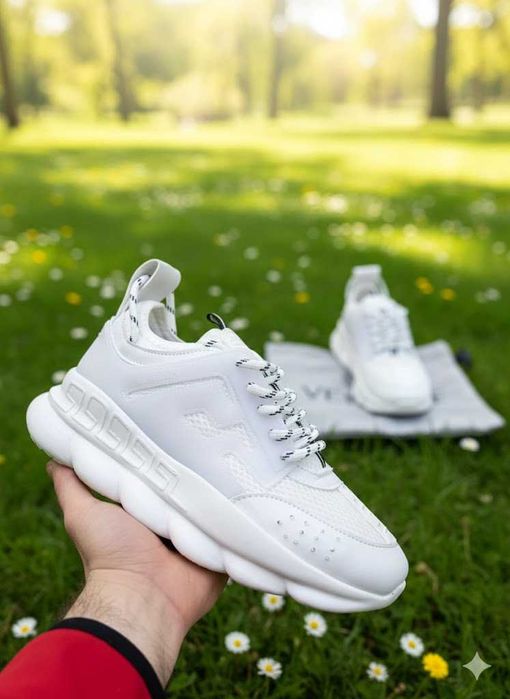 Adidasi Versace Chain Alb - Adidasi Premium - Model Unisex