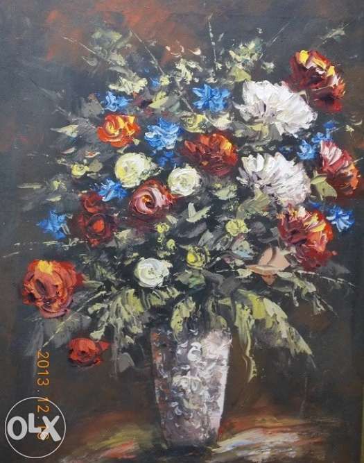 Tablou - "Vaza cu flori" semnat "Leca"