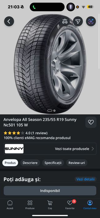 Anvelope noi all season 235 55 R19 sunny NC501 factura garantie 4 buc.