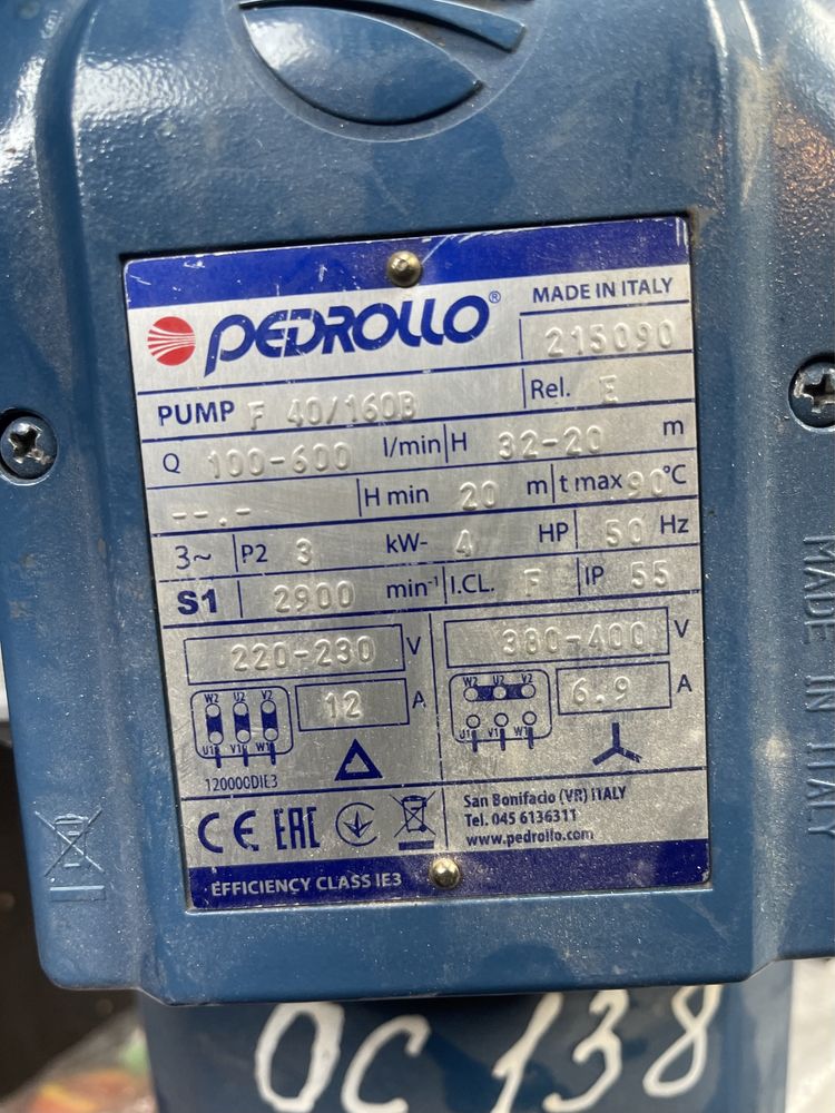 Насос консольно-моноблочный Pedrollo F40/160A 4000W