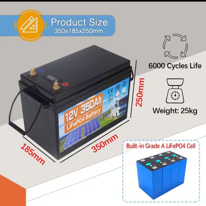 Vand acumulatori lifepo4 350A NOI cu incarcator inclus.