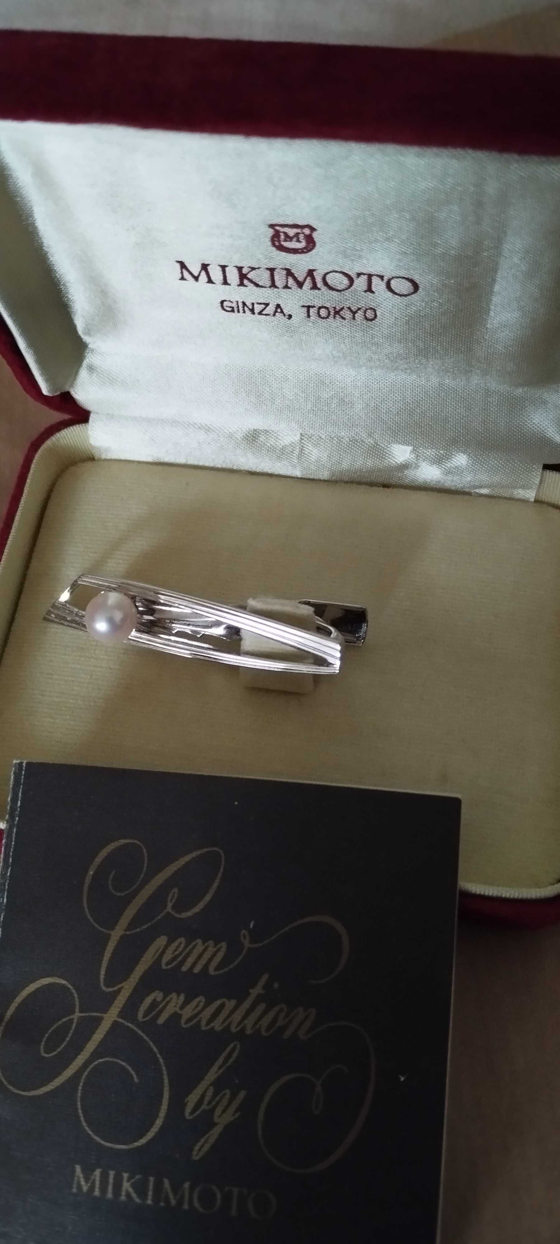 Сребърна щипка за вратовръзка с перла Mikimoto