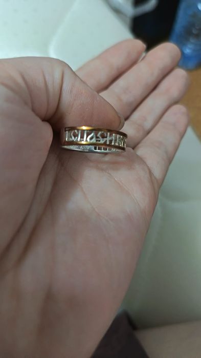 Кольцо серебро с позалотой.