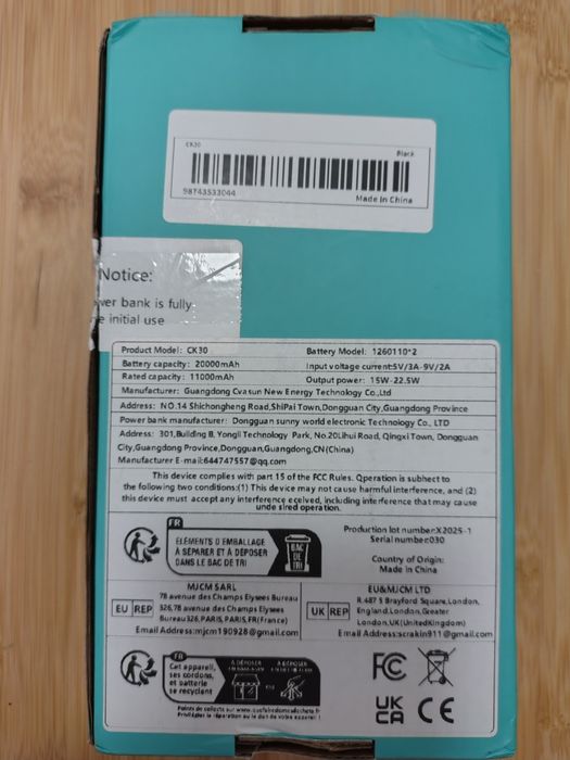 Baterie externă 20000 mAh, Power Bank, nouă, sigilată