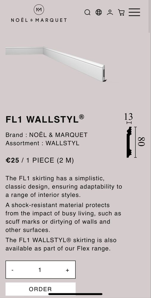 Перваз дизайнерски Nöel & Marguet WallStyle FL1