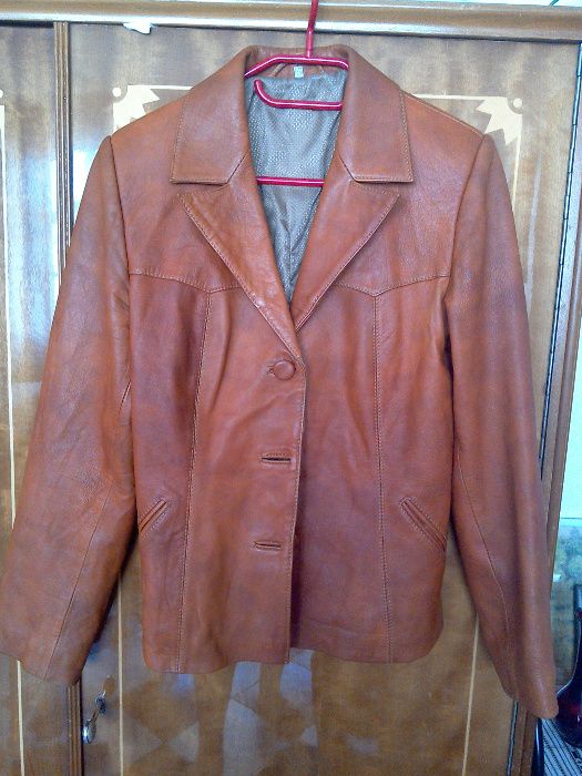 Geacă/jachetă din piele naturală, de damă, culoare coniac - 42