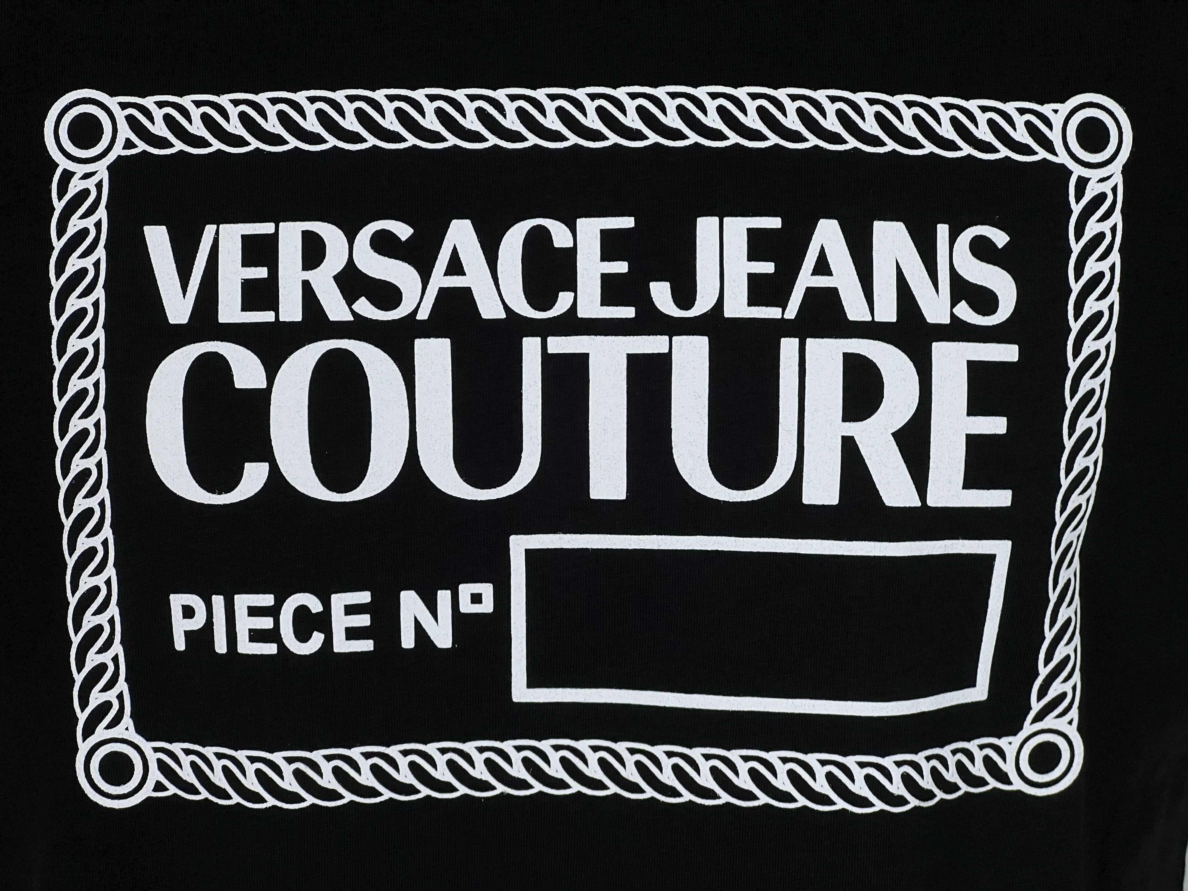 Оригинална Versace Jeans Couture черна тениска бяла 3D щампа S-XXL