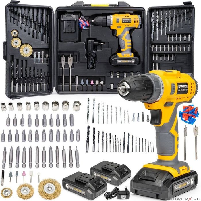 Filetanta cu 2 acumulatori 20V, masina pentru gaurit, bormasina cu