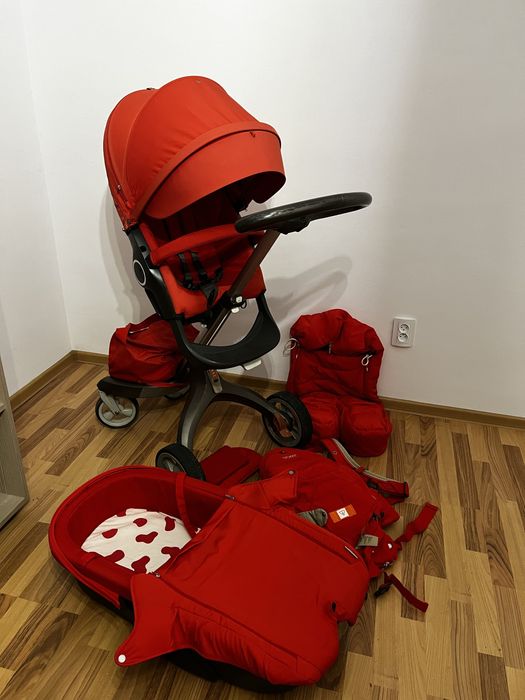 Carucior Stokke sport landou kit vara marsupiu scoica stare foarte bun