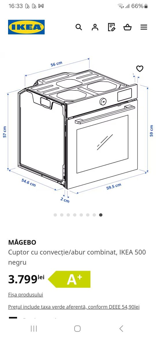 MAGEBO Cuptor electric cu convecție/abur combinat incorporabil Ikea