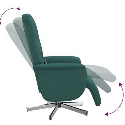 Fotoliu masaj rabatabil cu suport picioare verde închis textil