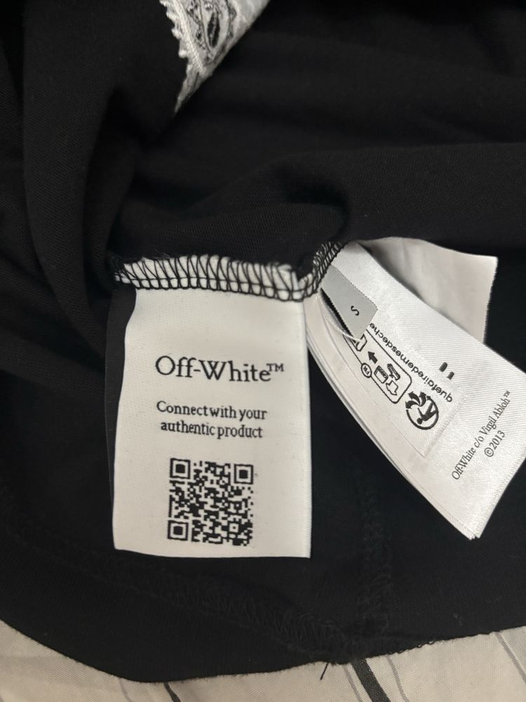 Тениска off-white черна с бял дизайн размер-S