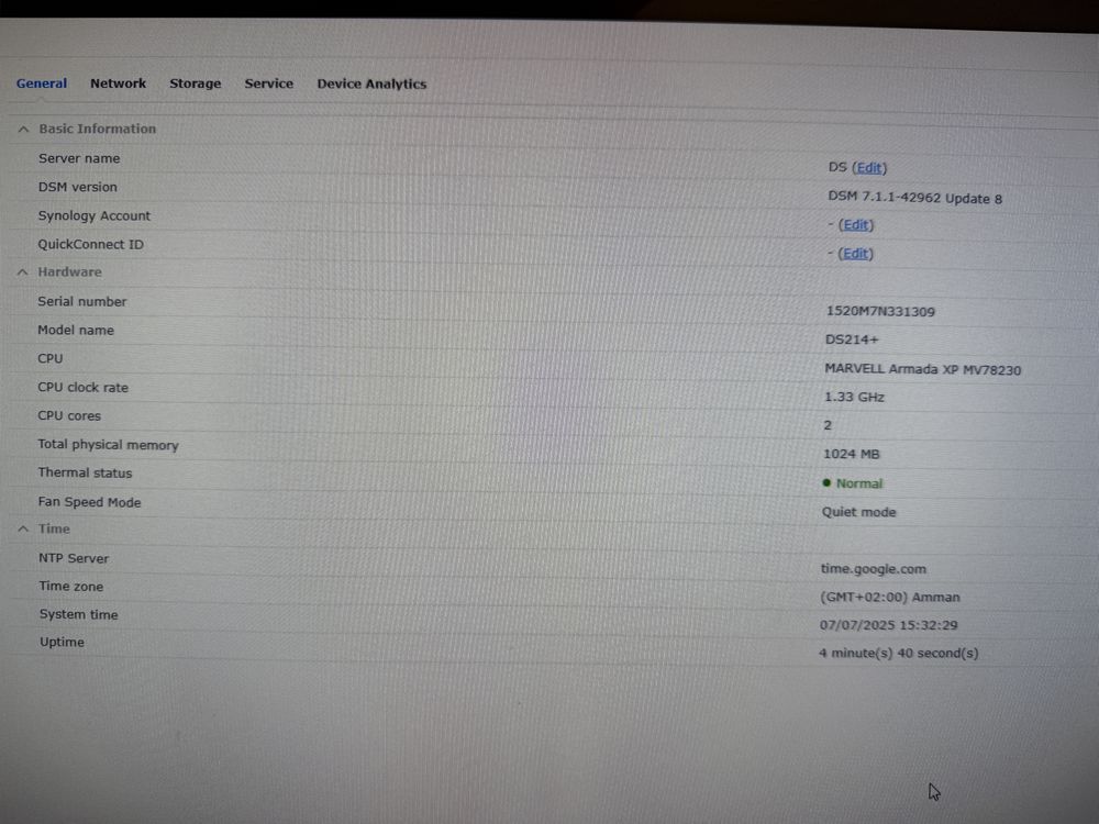 Vand Synology Nas DS214+ Storage 10TB