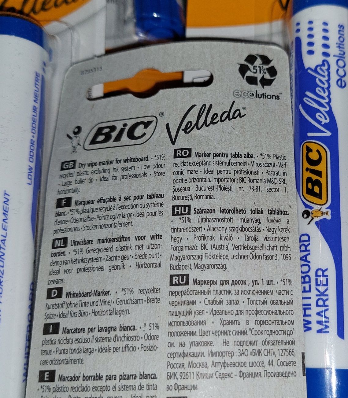 Marker Bic Velleda pt.tablă magnetică albă,sigilat.