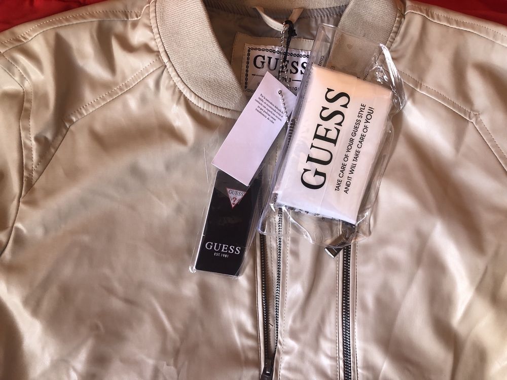 НОВО Guess Faux Leather Bomber Jacket ОРИГИНАЛНО мъжко яке - р.М